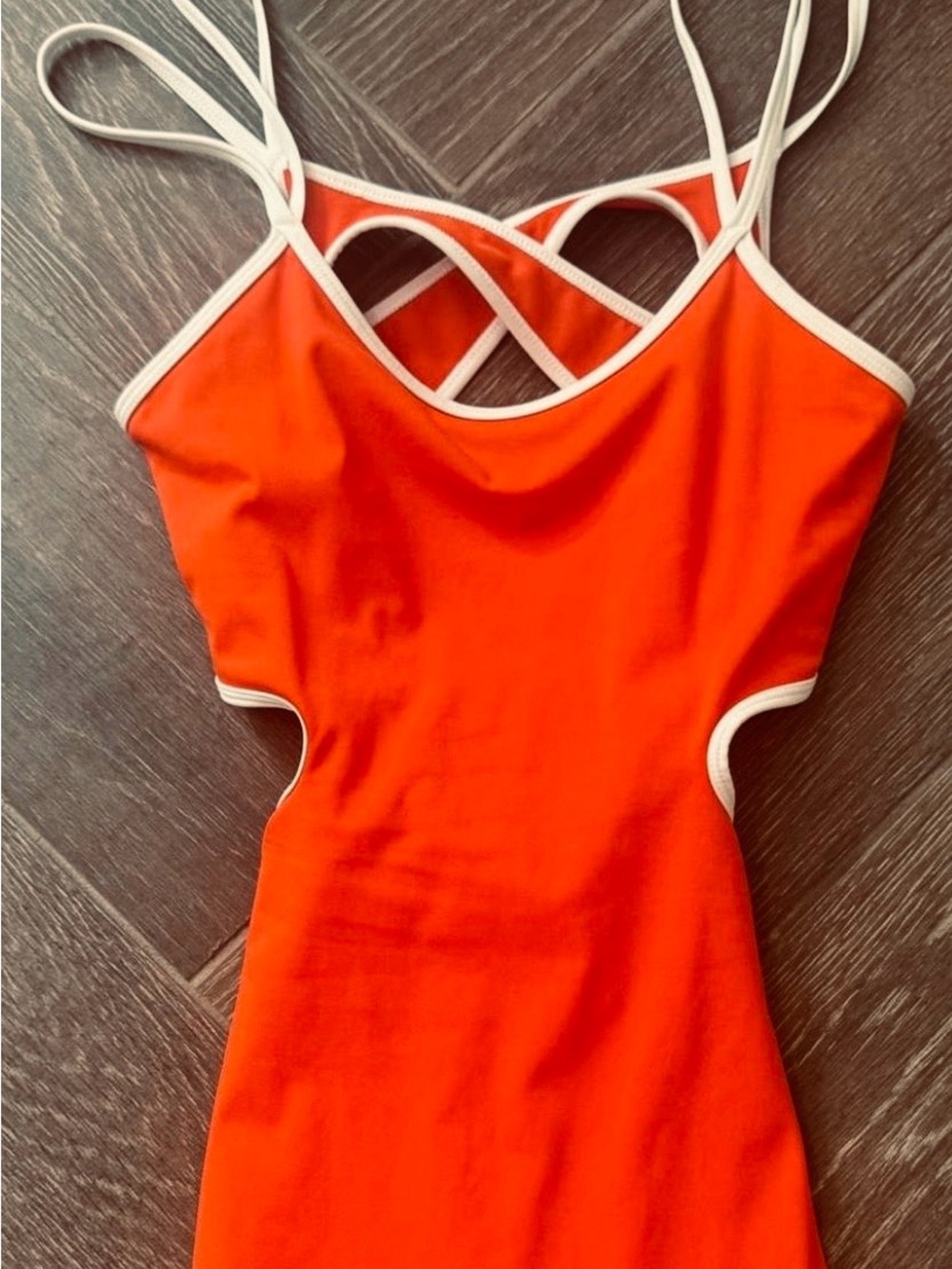 BNWT Free People One More Serve Skortsie Red/Orange Cutout w/White Trim XS